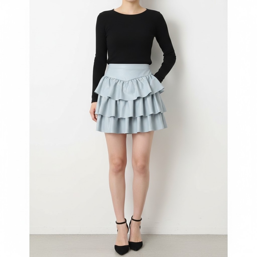 Women's Kerrick Blue Tiered Mini Skirt - Size Large